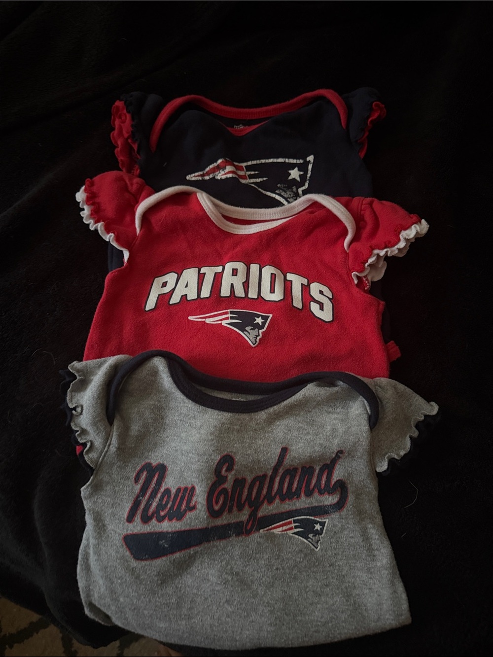 NFL New England Patriots Girls 3-Pack Short Sleeve Tees - Red, Navy, Gray